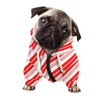 Red And White Candy Cane Stripe Print Dog Zip Up Hoodie