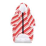 Red And White Candy Cane Stripe Print Dog Zip Up Hoodie