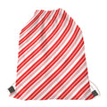 Red And White Candy Cane Stripe Print Drawstring Bag