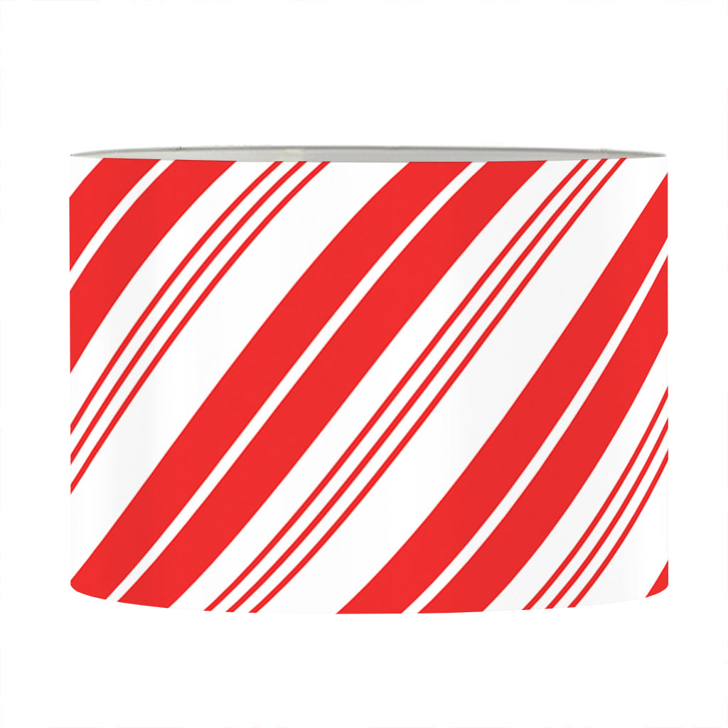 Red And White Candy Cane Stripe Print Drum Lamp Shade