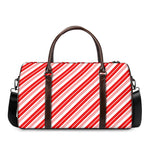 Red And White Candy Cane Stripe Print Duffle Bag