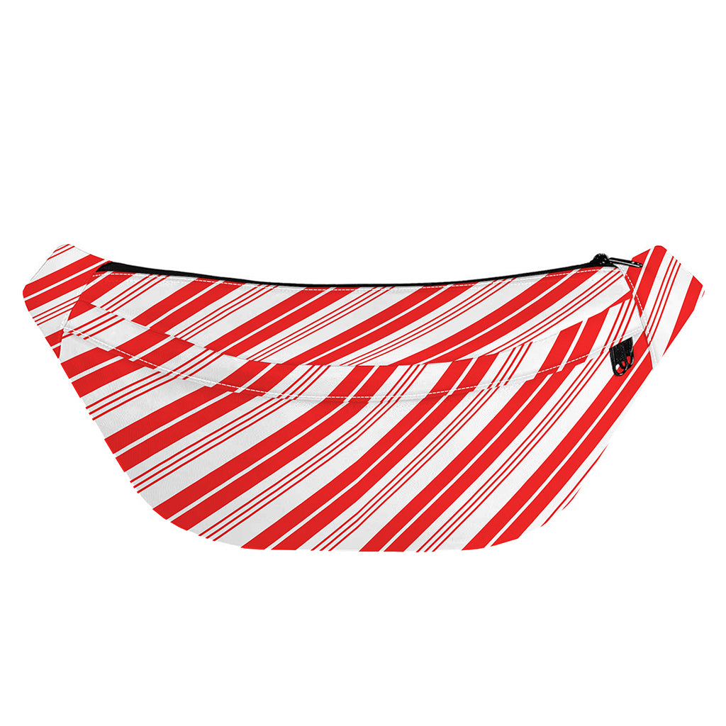 Red And White Candy Cane Stripe Print Fanny Pack