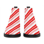 Red And White Candy Cane Stripe Print Flat Ankle Boots