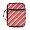 Red And White Candy Cane Stripe Print Front Pocket Bible Bag