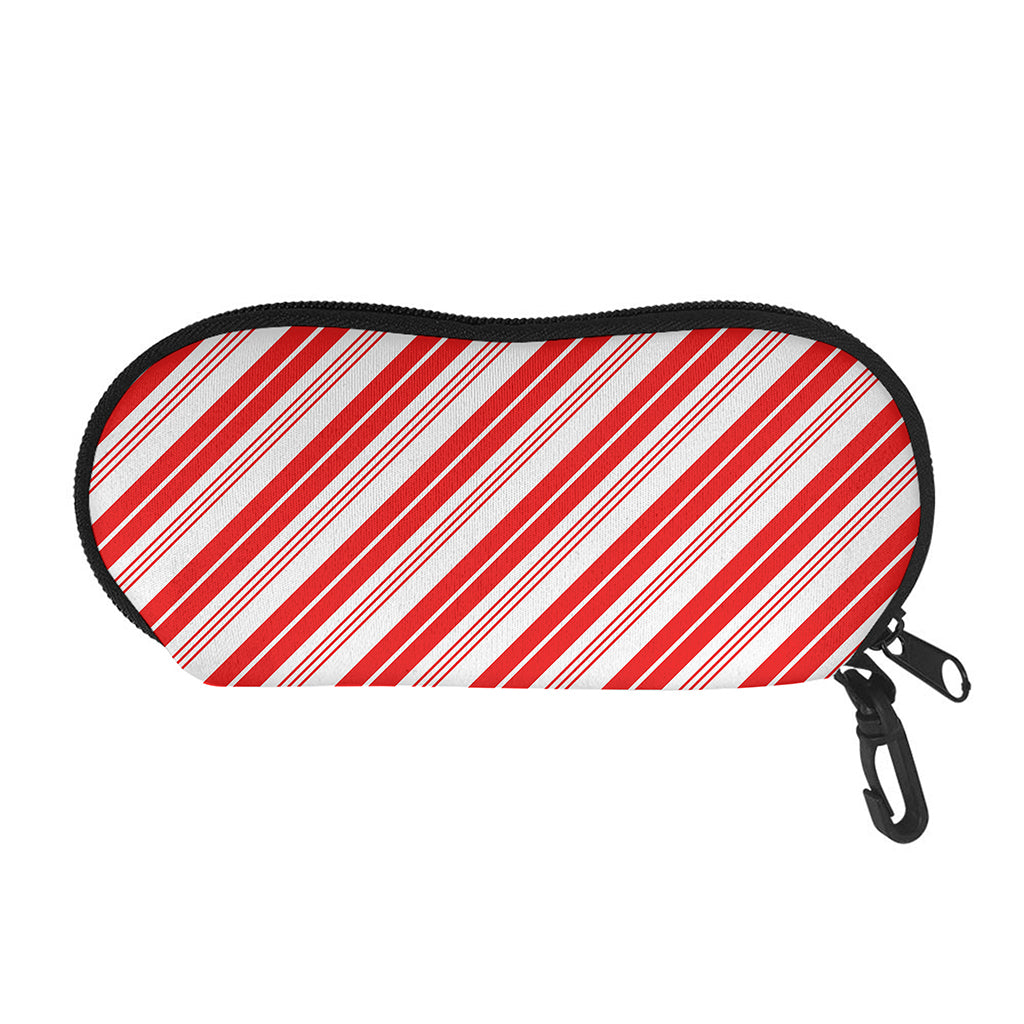 Red And White Candy Cane Stripe Print Glasses Case