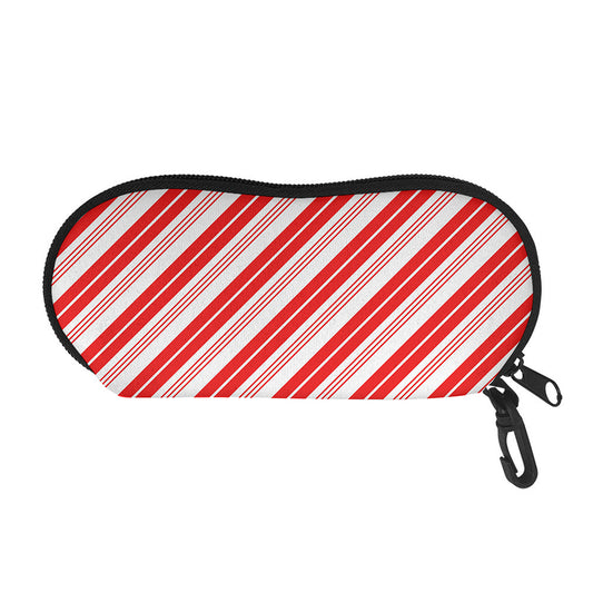 Red And White Candy Cane Stripe Print Glasses Case