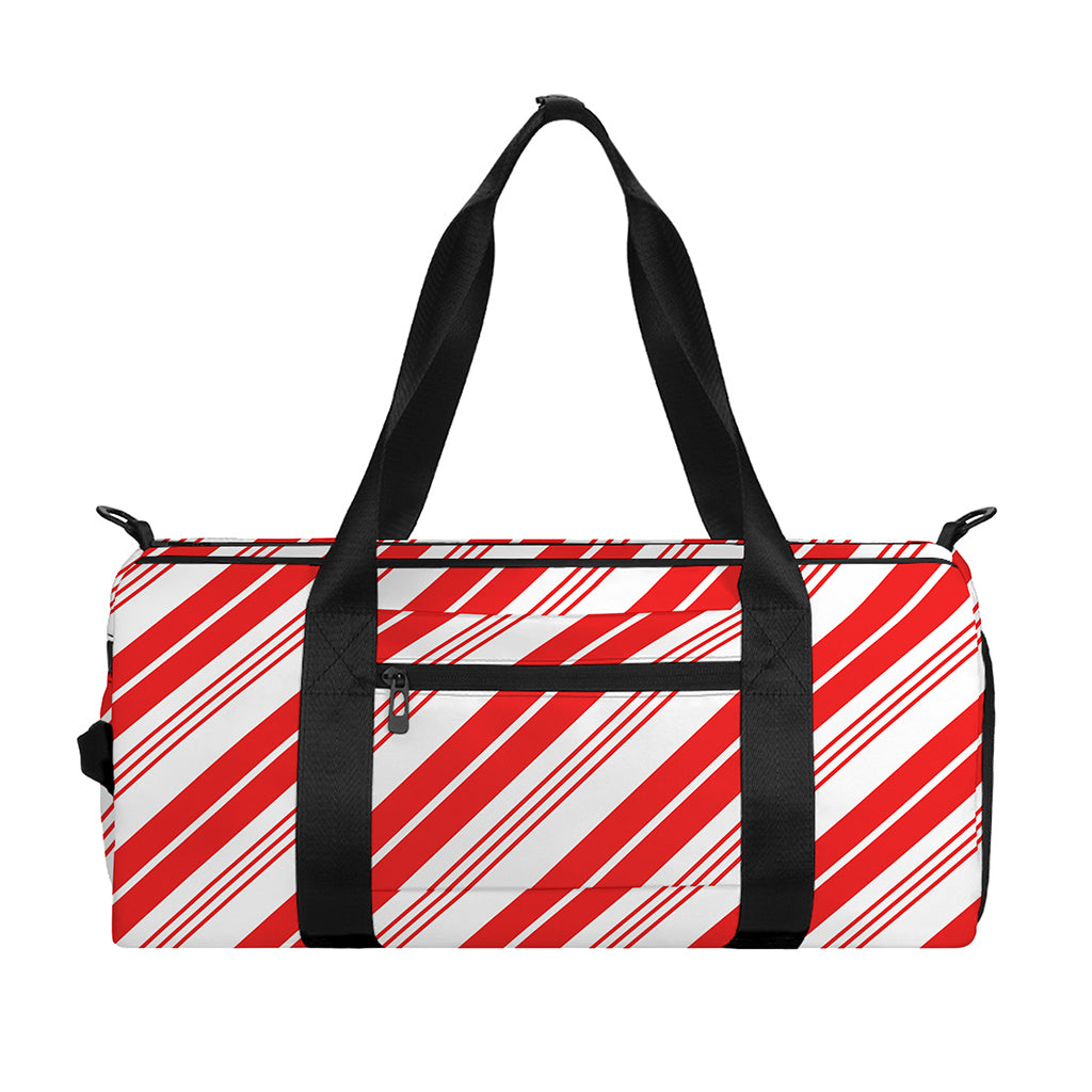 Red And White Candy Cane Stripe Print Gym Bag