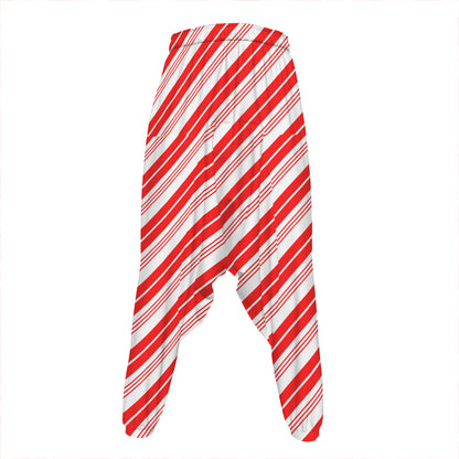 Red And White Candy Cane Stripe Print Hammer Pants