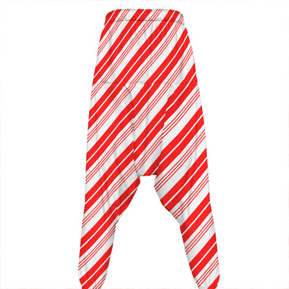 Red And White Candy Cane Stripe Print Hammer Pants