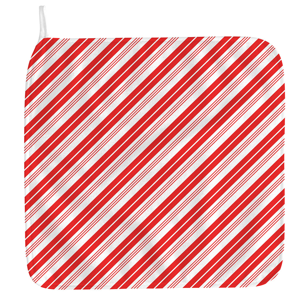 Red And White Candy Cane Stripe Print Hand Towel