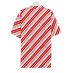 Red And White Candy Cane Stripe Print Hawaiian Shirt