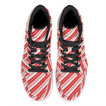 Red And White Candy Cane Stripe Print High Top Leather Sneakers