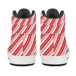 Red And White Candy Cane Stripe Print High Top Leather Sneakers