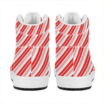 Red And White Candy Cane Stripe Print High Top Leather Sneakers