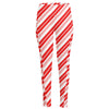 Red And White Candy Cane Stripe Print High-Waisted Pocket Leggings