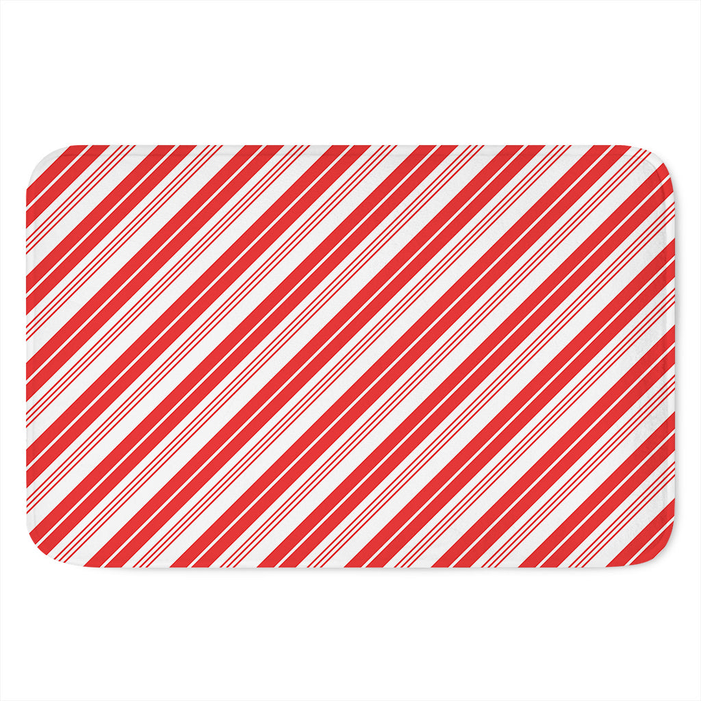 Red And White Candy Cane Stripe Print Indoor Door Mat
