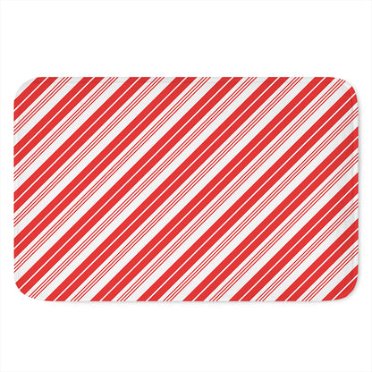 Red And White Candy Cane Stripe Print Indoor Door Mat