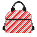 Red And White Candy Cane Stripe Print Insulated Lunch Bag