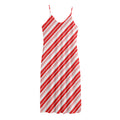 Red And White Candy Cane Stripe Print Jersey Midi Cami Dress