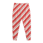 Red And White Candy Cane Stripe Print Jogger Pants