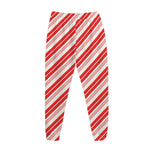 Red And White Candy Cane Stripe Print Jogger Pants