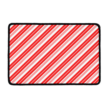 Red And White Candy Cane Stripe Print Kitchen Mat