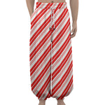 Red And White Candy Cane Stripe Print Lantern Pants