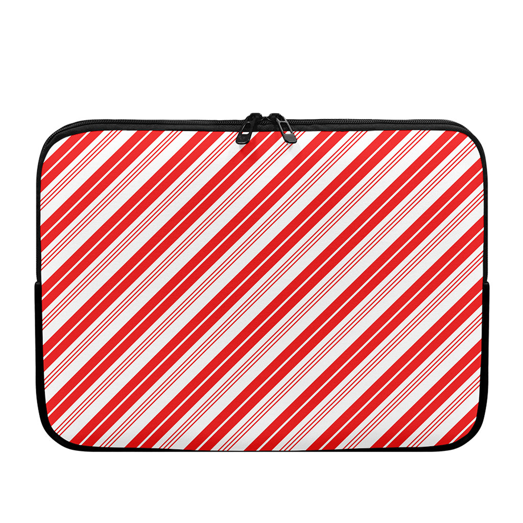 Red And White Candy Cane Stripe Print Laptop Sleeve