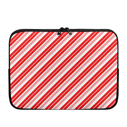 Red And White Candy Cane Stripe Print Laptop Sleeve