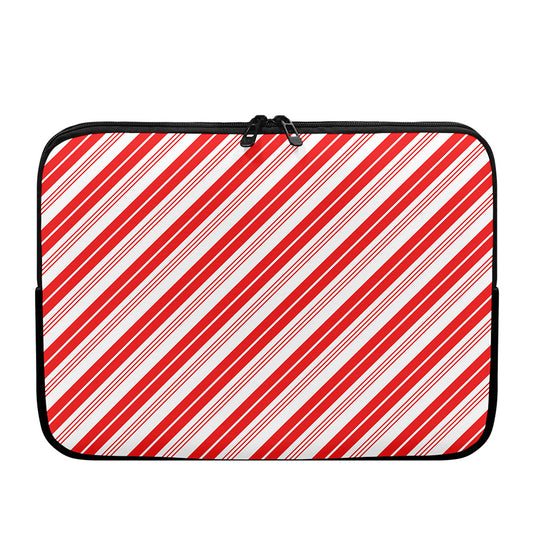 Red And White Candy Cane Stripe Print Laptop Sleeve
