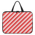 Red And White Candy Cane Stripe Print Laptop Sleeve With Handle