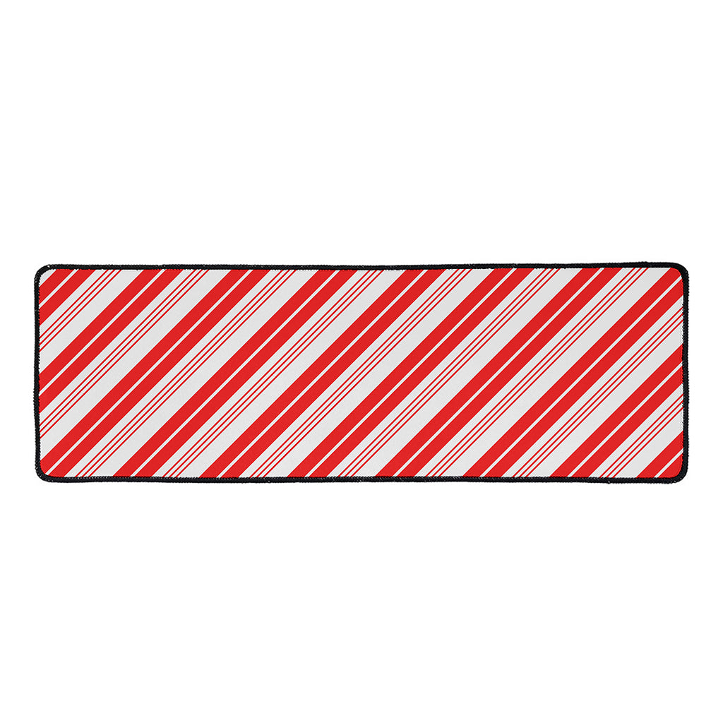 Red And White Candy Cane Stripe Print Long Kitchen Mat