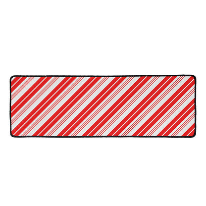 Red And White Candy Cane Stripe Print Long Kitchen Mat