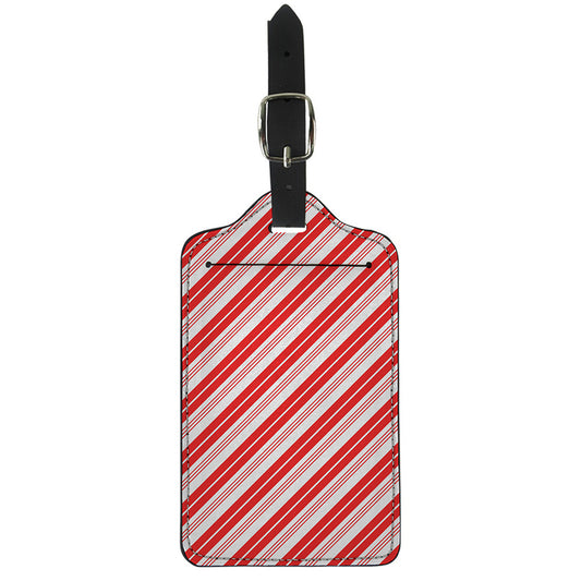 Red And White Candy Cane Stripe Print Luggage Tag