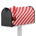 Red And White Candy Cane Stripe Print Mailbox Cover