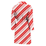 Red And White Candy Cane Stripe Print Men's Bathrobe