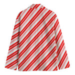 Red And White Candy Cane Stripe Print Men's Blazer