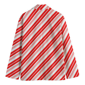 Red And White Candy Cane Stripe Print Men's Blazer