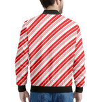 Red And White Candy Cane Stripe Print Men's Bomber Jacket