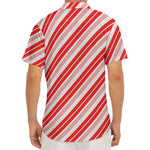 Red And White Candy Cane Stripe Print Men's Deep V-Neck Shirt