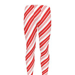 Red And White Candy Cane Stripe Print Men's leggings
