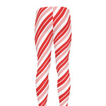 Red And White Candy Cane Stripe Print Men's leggings