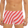 Red And White Candy Cane Stripe Print Men's Short Boxer Briefs