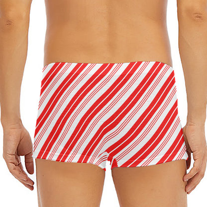 Red And White Candy Cane Stripe Print Men's Short Boxer Briefs