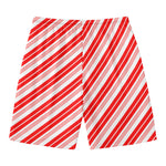 Red And White Candy Cane Stripe Print Men's Swim Trunks
