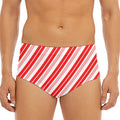 Red And White Candy Cane Stripe Print Men's Triangle Swim Briefs