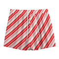 Red And White Candy Cane Stripe Print Mesh Shorts