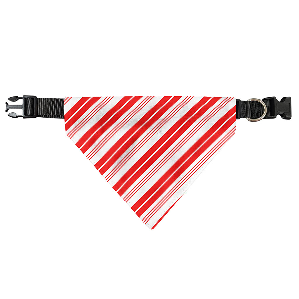 Red And White Candy Cane Stripe Print Over The Collar Dog Bandana