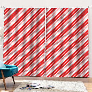 Red And White Candy Cane Stripe Print Pencil Pleat Curtains