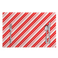 Red And White Candy Cane Stripe Print Placemat